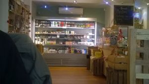 restaurant room, you can buy vegan items too at VBites in Brighton