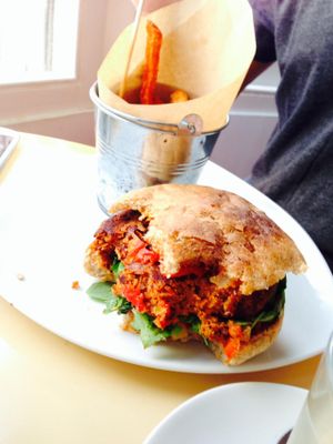 Vegan burger at Vbites Brighton. at VBites in Brighton