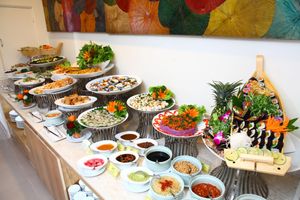 Vegan Buffet restaurant with over 40 healthy and vegetables dishes on 8th Floor Bong Sen Annex Hotel 61 - 63 Hai Ba Trung street, HCM city, Vietnam.  
Hotline: 0948205090  at Co Noi - Bong Sen Hotel in Ho Chi Minh City