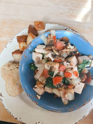 Tofu scramble with potatoes and biscuit   at Blue Bird Bistro in Kansas City