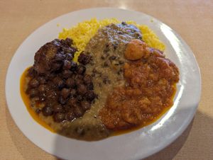 3 vegan curries w rice at The Indian Kitchen in West End