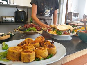 Food counter at Lovage Project in South West London