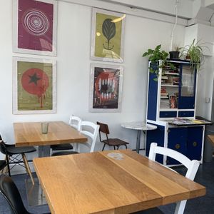 Seating and artwork at Lovage Project in South West London
