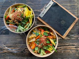 Rice Noodle Bowl with Mango at Cho in Dusseldorf