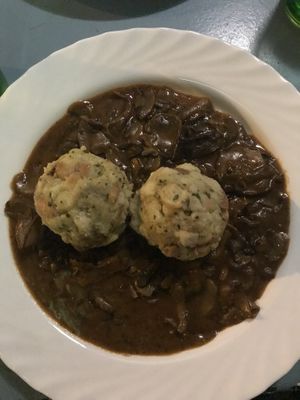 Knödel mit Schwammerl  at Landia in Vienna