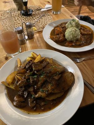 Vegan Seitan Steak and Pumpkin Goulash  at Landia in Vienna