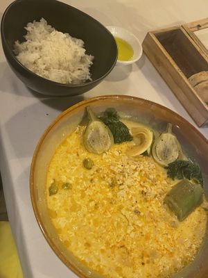 Vegan Brohok Ktis - comes with white rice   at JOMNO Modern Khmer Cuisine  in Siem Reap