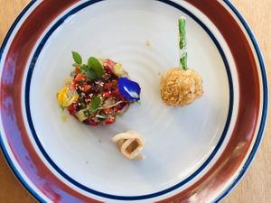 Vegan fish tartare  at JOMNO Modern Khmer Cuisine  in Siem Reap
