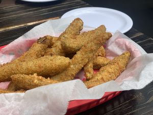 Fried pickles vegan without ranch at The Troll Tavern in Helen