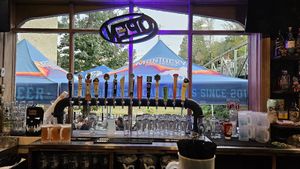 The bar at The Troll Tavern in Helen