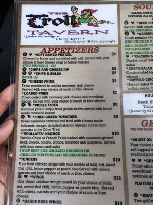 Menu  at The Troll Tavern in Helen