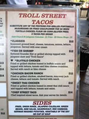 Menu  at The Troll Tavern in Helen
