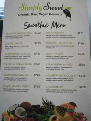 Menu at Simply Sweet in Brooklyn