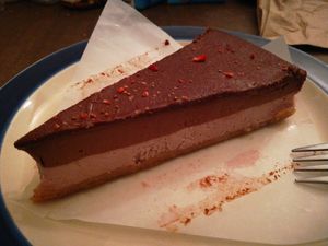 Chocolate and strawberry cake at Simply Sweet in Brooklyn