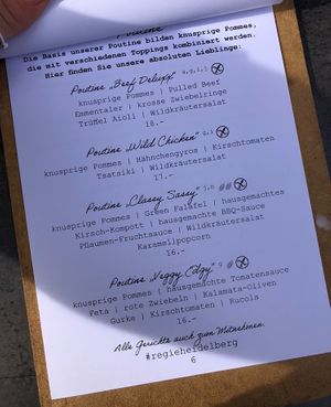 Menu (two leaves symbol = vegan)  at Cocktailcafé Regie in Heidelberg