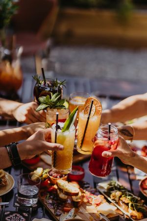 Cheers with some house cocktails at Tapas  at Tapas Ibiza. La Finca Escondida in Ibiza