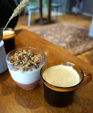 Yogurt/Apple Compote/Granola verrine + coffee at La Cuisine de Phanie in Versailles