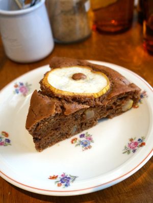 Chocolate/pear cake at La Cuisine de Phanie in Versailles