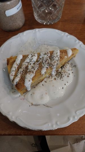 Vegan tortilla with vegan cream at La Cuisine de Phanie in Versailles