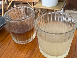 Kefir fermented drink, verbena infusion at La Cuisine de Phanie in Versailles