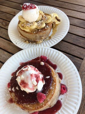 Delicious but on paper plates so a bit unpleasant at Helgas Pancake House in Cairns