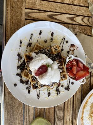   at Helgas Pancake House in Cairns