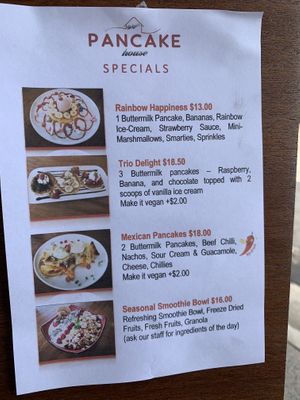 Specials menu at Helgas Pancake House in Cairns