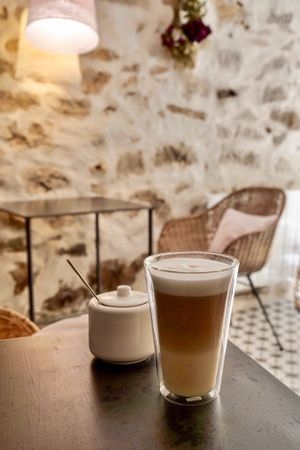 LATTE MACCHIATTO (MIL OR OAT MILK) at Little Green Cafe in Valbonne