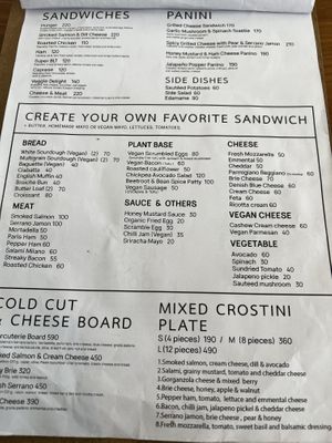 Menu   at Nui Bakery in Koh Tao