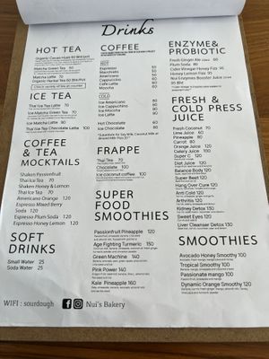 Menu   at Nui Bakery in Koh Tao