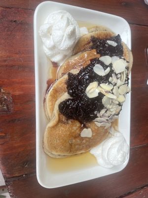 Cherry Bakewell protein pancakes  at Guilt Free Pleasures in Hucknall