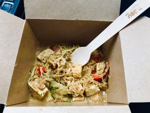 Tofu satay noodles  at Guilt Free Pleasures in Hucknall