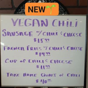 Our Housemade Vegan Chili at Gourmet Killer Dogs in Delray Beach