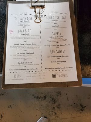 Menu at The Dish in Baton Rouge