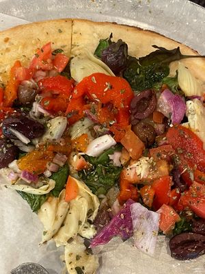 Salad Pizza on a GF crust   at Antonio's Pizza By The Slice in Worcester