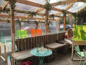 Back patio at Jajaja Mexicana - West Village in New York City