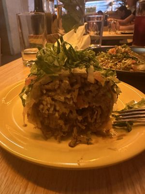 Inside of chimichanga  at Jajaja Mexicana - West Village in New York City