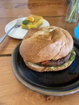 Vegan Bap and lemon dessert bar  at The Greedy Cow in Lake Tekapo