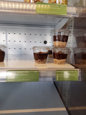 Blueberry cheesecake and salted caramel cup at Mood Food in Carlton