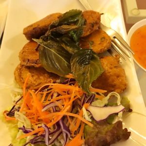 Traditional Thai Fish Cake at Loving Hut - Bang Kholaem in Bangkok