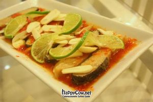 Chili-lime and garlic 'fish' at Loving Hut - Bang Kholaem in Bangkok