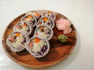 Vegan taro sushi at Loving Hut - Bang Kholaem in Bangkok