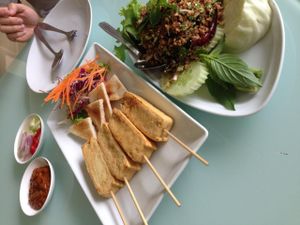 Satae and yam something crispy at Loving Hut - Bang Kholaem in Bangkok