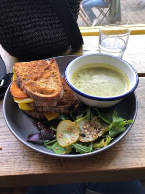 Toasty and soup  at This Must Be The Place in Westport