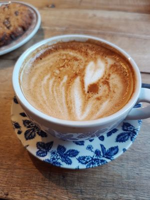 Oat milk latte at This Must Be The Place in Westport