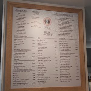 Menu at Restavracija Mandala in Ljubljana