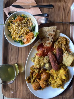 24eur for this lunch! Little bit of salad, glass of juice, smaller buffet platter  at Restavracija Mandala in Ljubljana