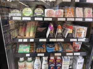 Vegan cheese case  at Driver's Market in Sausalito