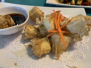 Agedashi tofu is vegan- no fish sauce no Benito flakes  at Ichiban in Florence