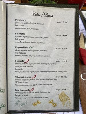 Menu  at La Catedral in Kotor